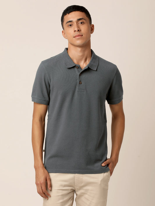 Grey Polo Neck T-Shirt