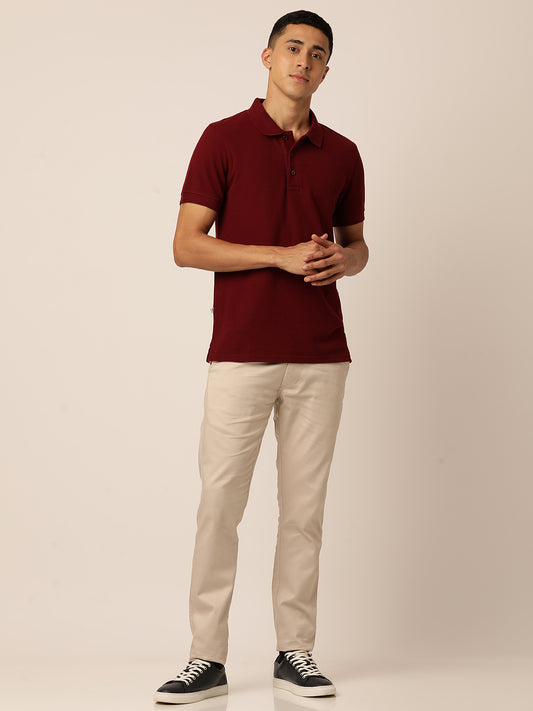 Eunoia Maroon Polo Neck T-Shirt