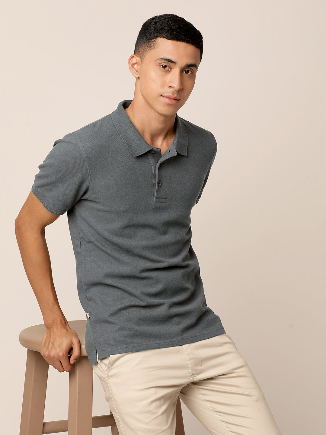 Grey Polo Neck T-Shirt
