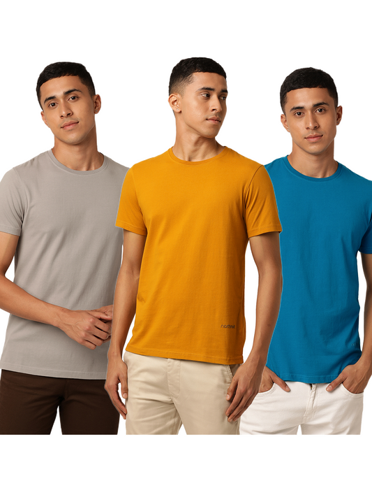 Verdant Combo Pack Organic Crew Neck - Grey, Mustard and Blue