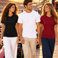 Models in Northmist organic t-shirts in a Grand Prix pit lane