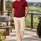 Meticulous Maroon, middle-aged model