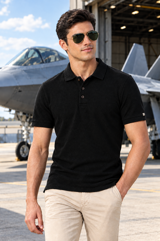 Passion Black Polo Neck T-Shirt