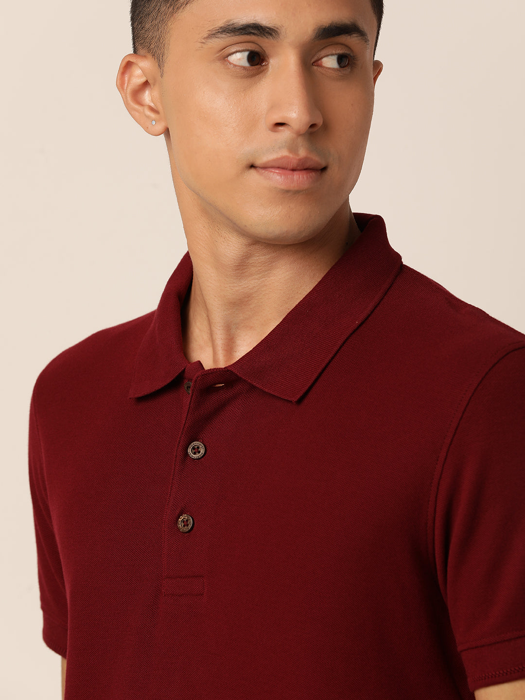 Eunoia Maroon Polo Neck T-Shirt