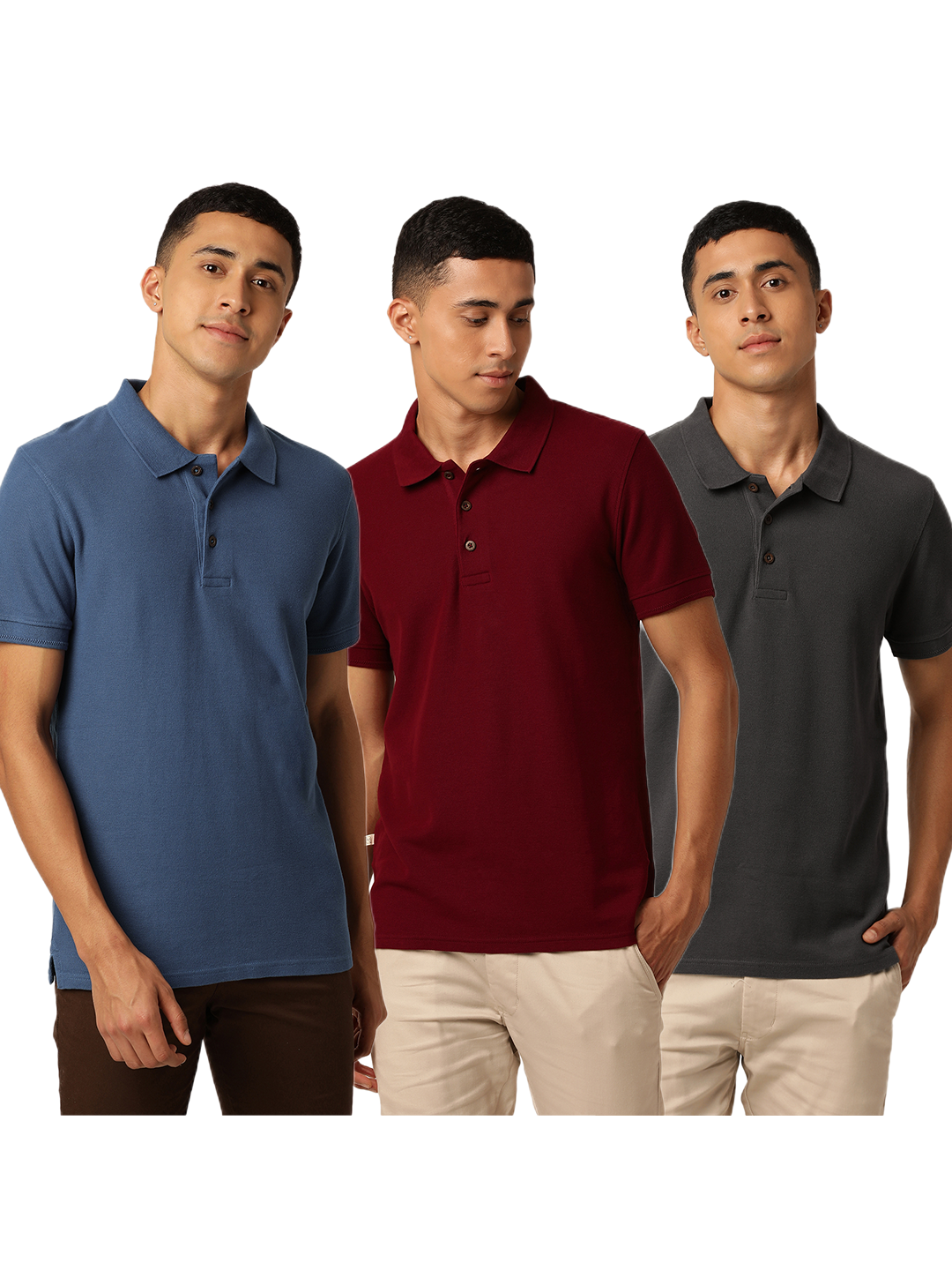 Canyon Combo Polo Neck T-Shirts (Pack of 3)
