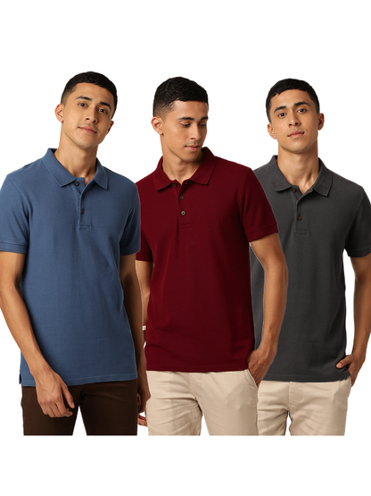 Canyon Combo Polo Neck T-Shirts (Pack of 3)