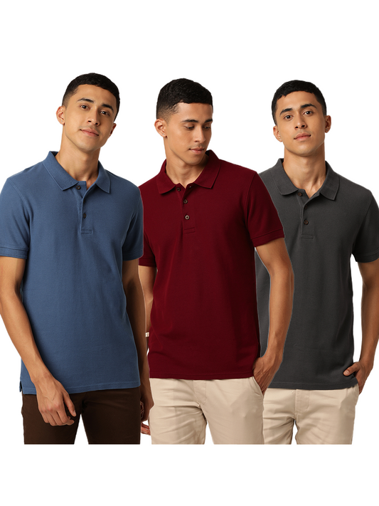 Canyon Combo Polo Neck T-Shirts (Pack of 3)