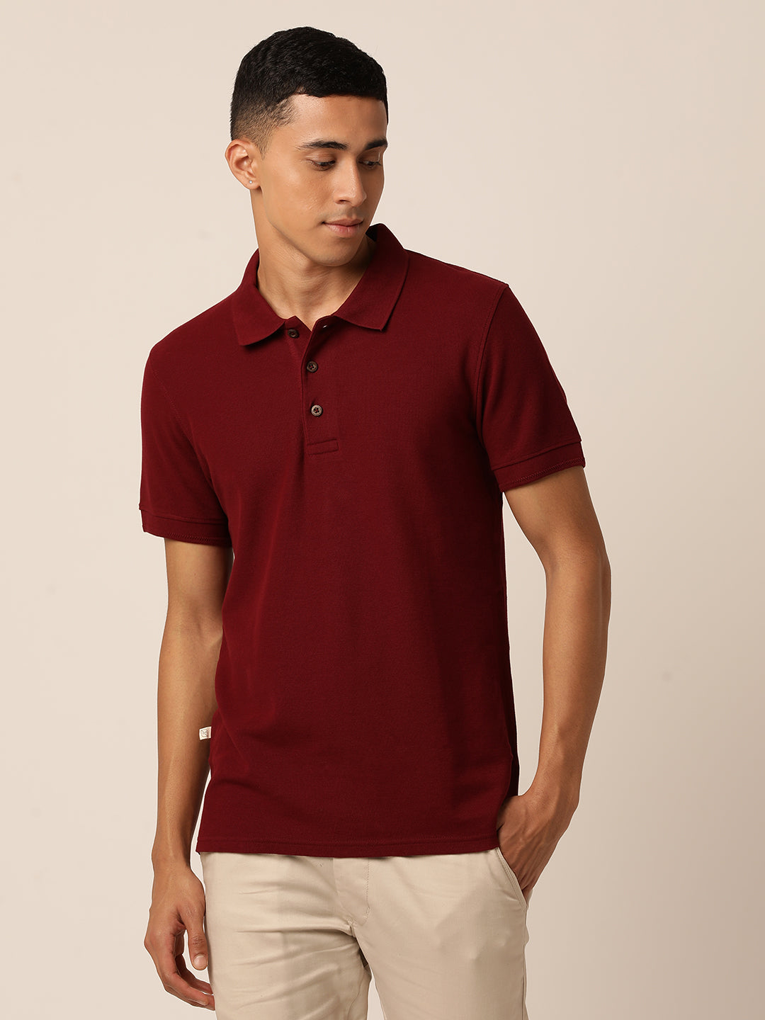 Eunoia Maroon Polo Neck T-Shirt