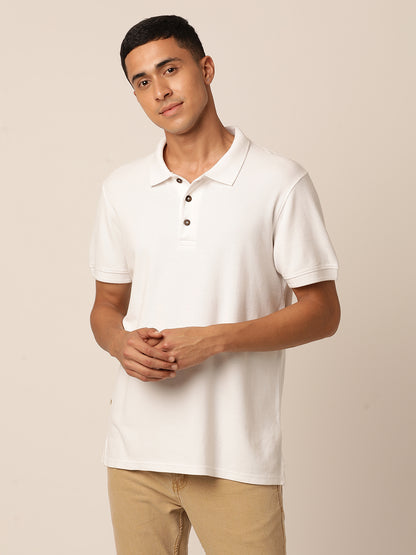 Kalon White Polo Neck T-Shirt