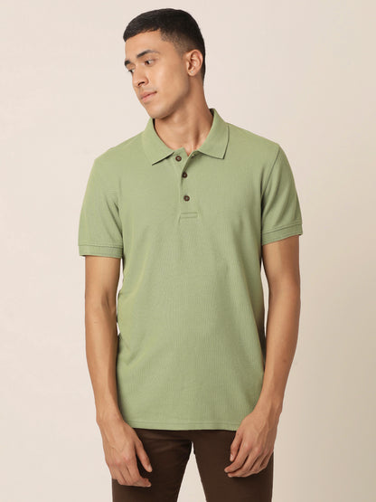 Meraki Green Polo Neck T-Shirt