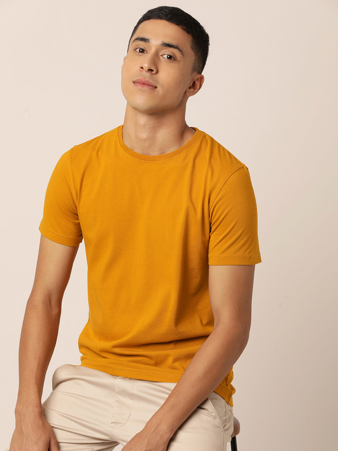 Ludic Mustard Crew Neck T-Shirt