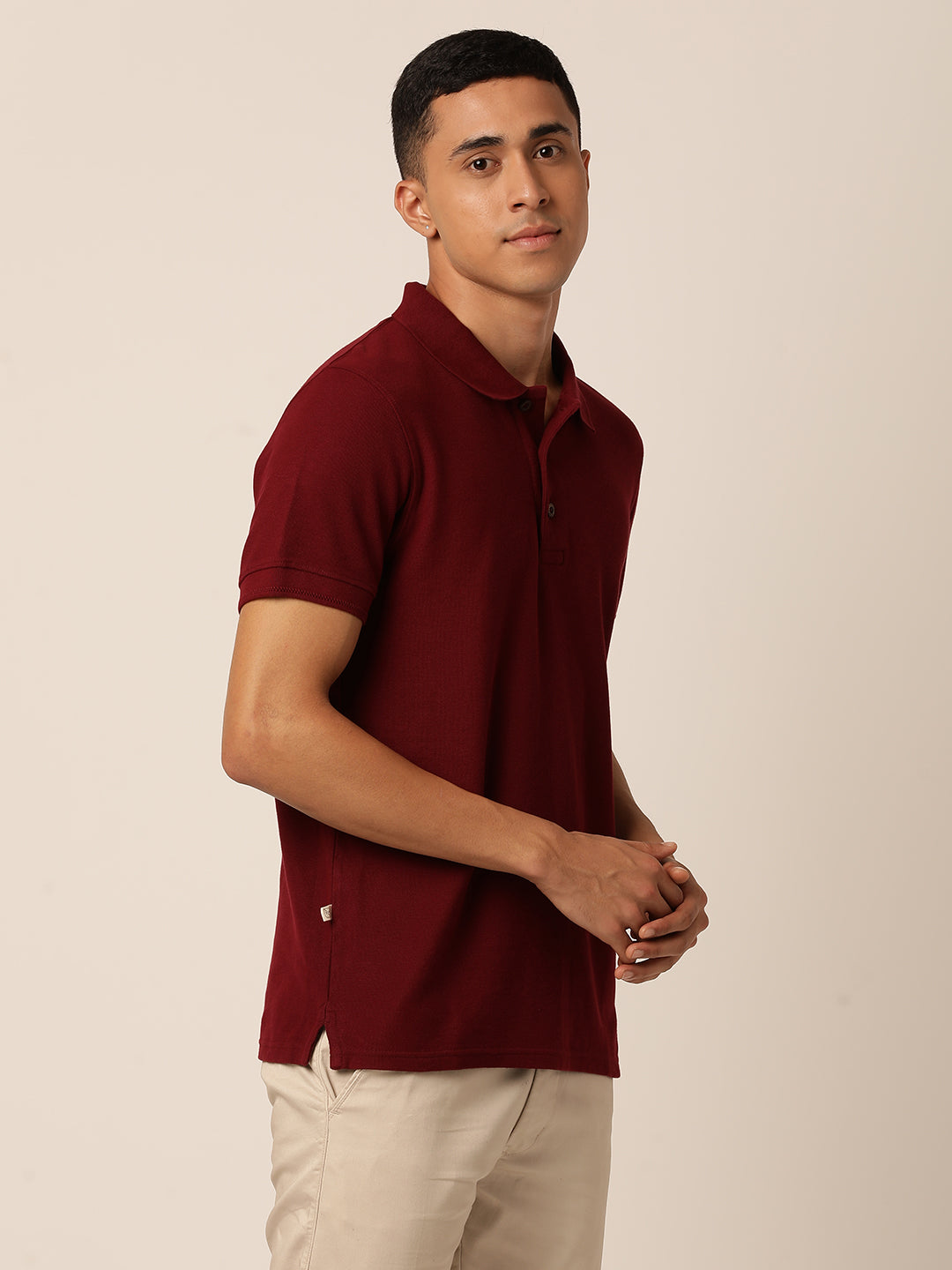 Eunoia Maroon Polo Neck T-Shirt