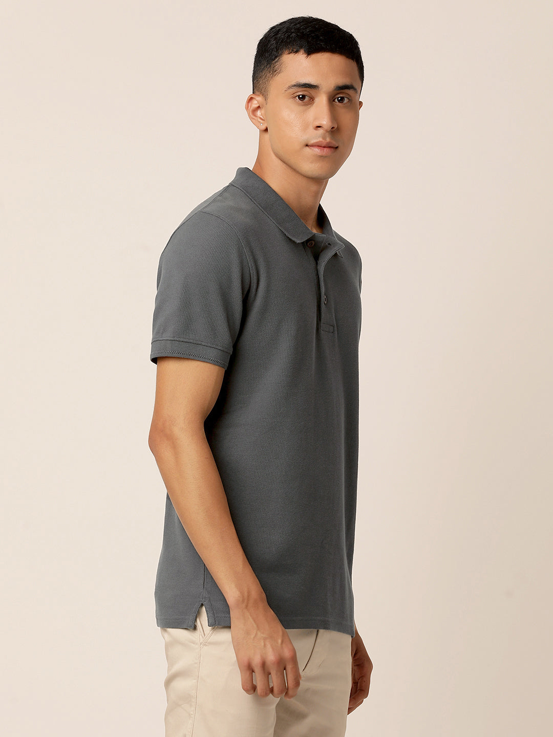Charcoal Grey Polo Neck T-Shirt