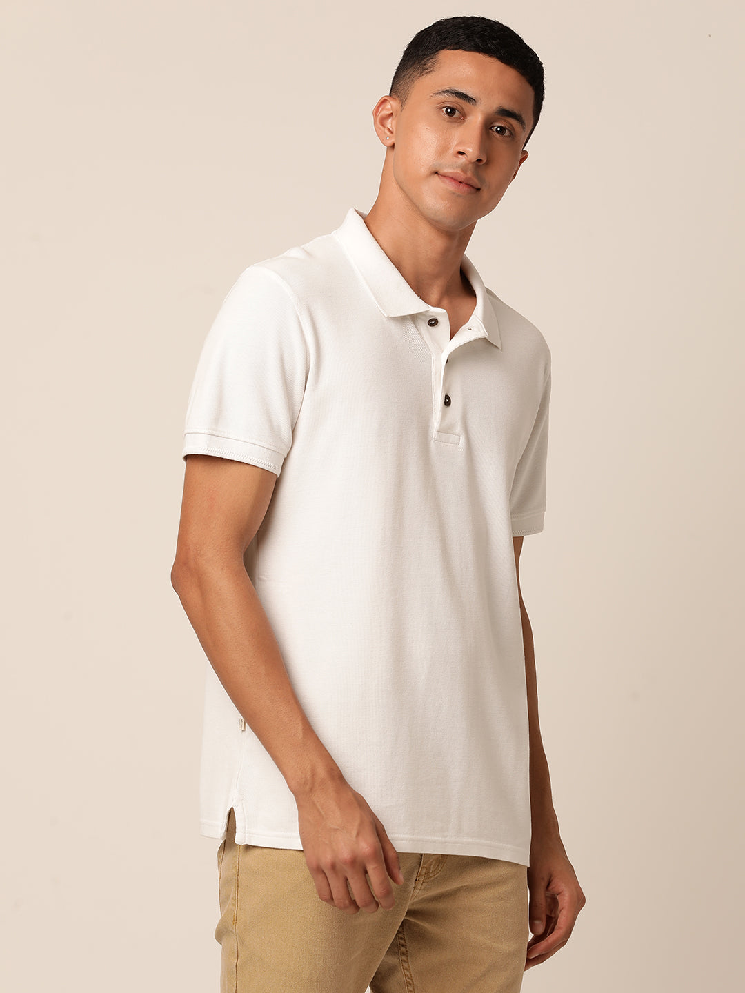 Kalon White Polo Neck T-Shirt