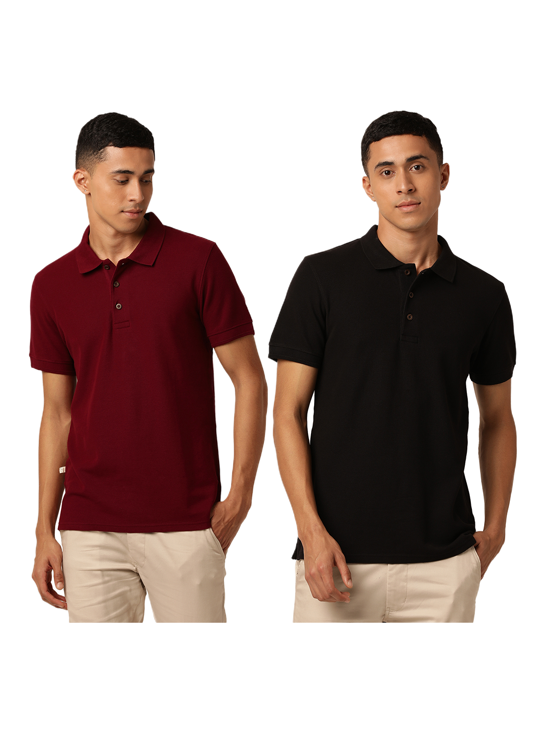 Space Combo Polo Neck T-shirts (Pack of 2)